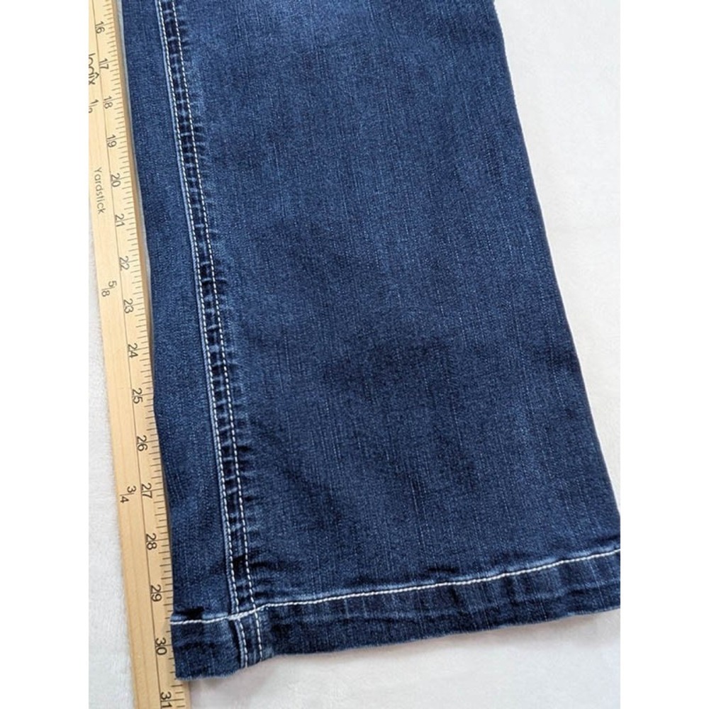 Flamingals Jeans Womens XL Y2K Western Cowgirl Bootcut Flare Whiskered Dark Wash - Picture 7 of 11